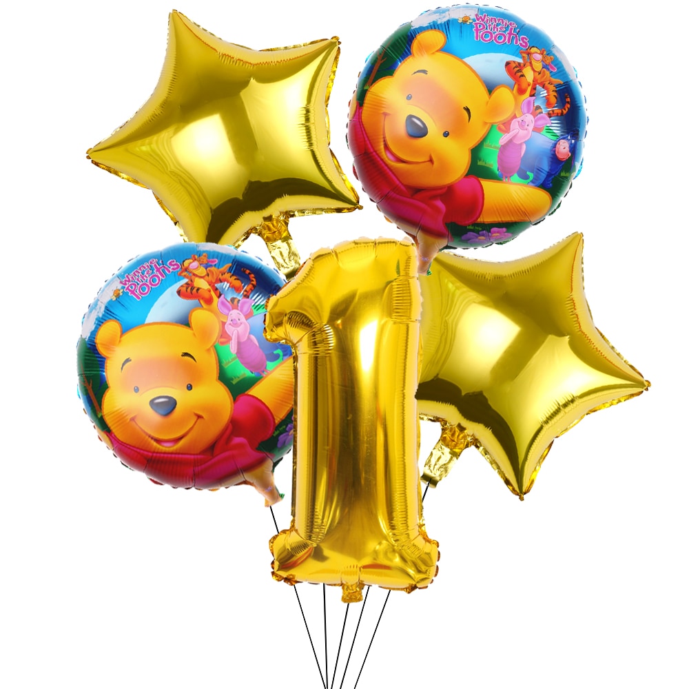 1pcs Disney Winnie The Pooh Theme 18 inch Aluminum Double sided Film Balloon Cartoon Kids Birthday 5 - Winnie The Pooh Plush