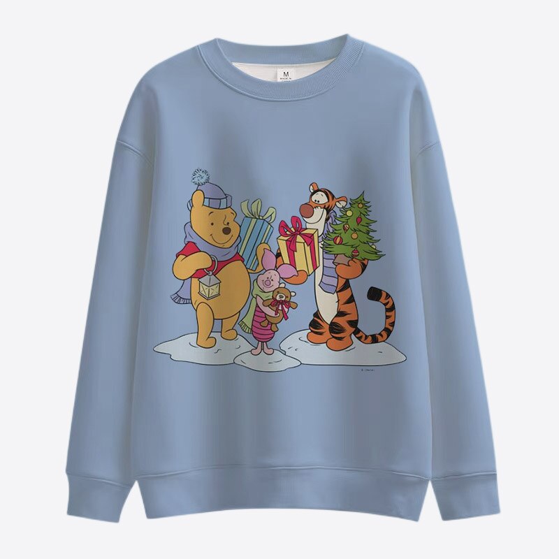 2022 New Christmas Disney Brand Winnie the Pooh and Mickey Minnie Anime Print Autumn Crew Neck 2 - Winnie The Pooh Plush