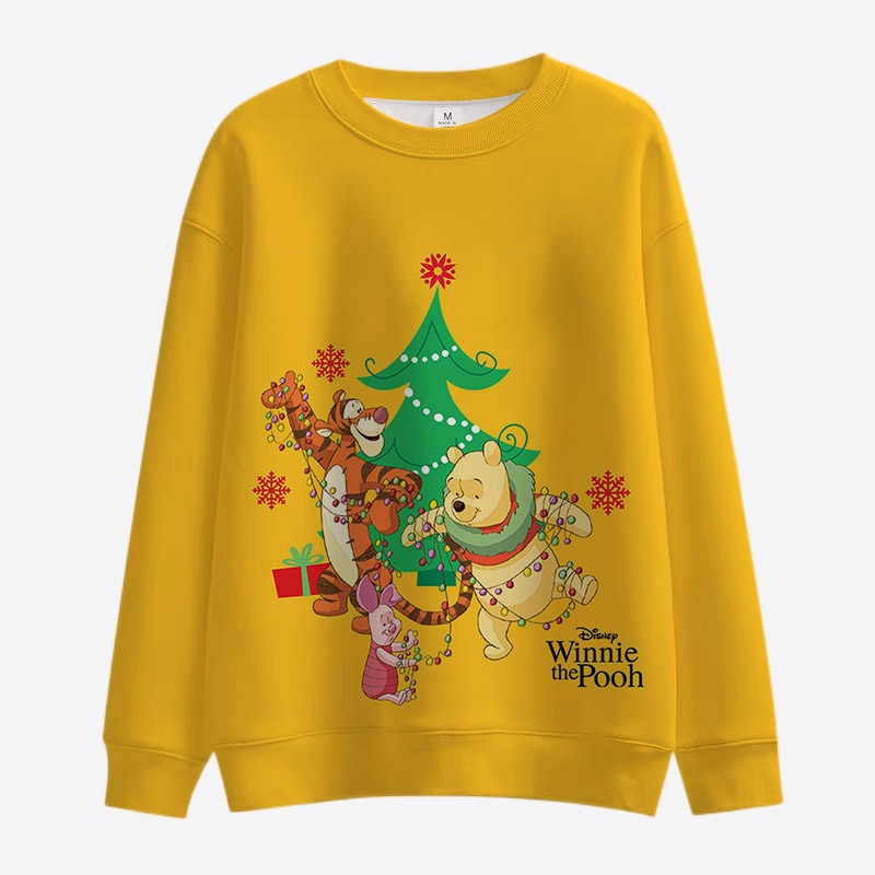2022 New Christmas Disney Brand Winnie the Pooh and Mickey Minnie Anime Print Autumn Crew Neck - Winnie The Pooh Plush