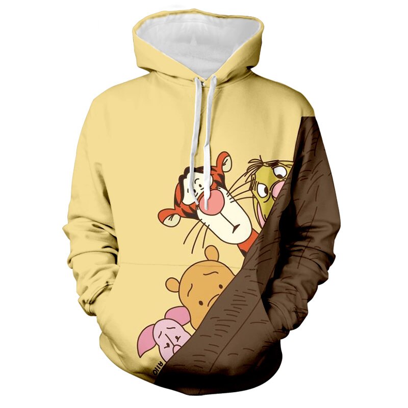 2022Disney Stitch and Winnie the Pooh Collection Anime Hoodie Fashion Boys Sweater 3D Printing Fall Harajuku - Winnie The Pooh Plush