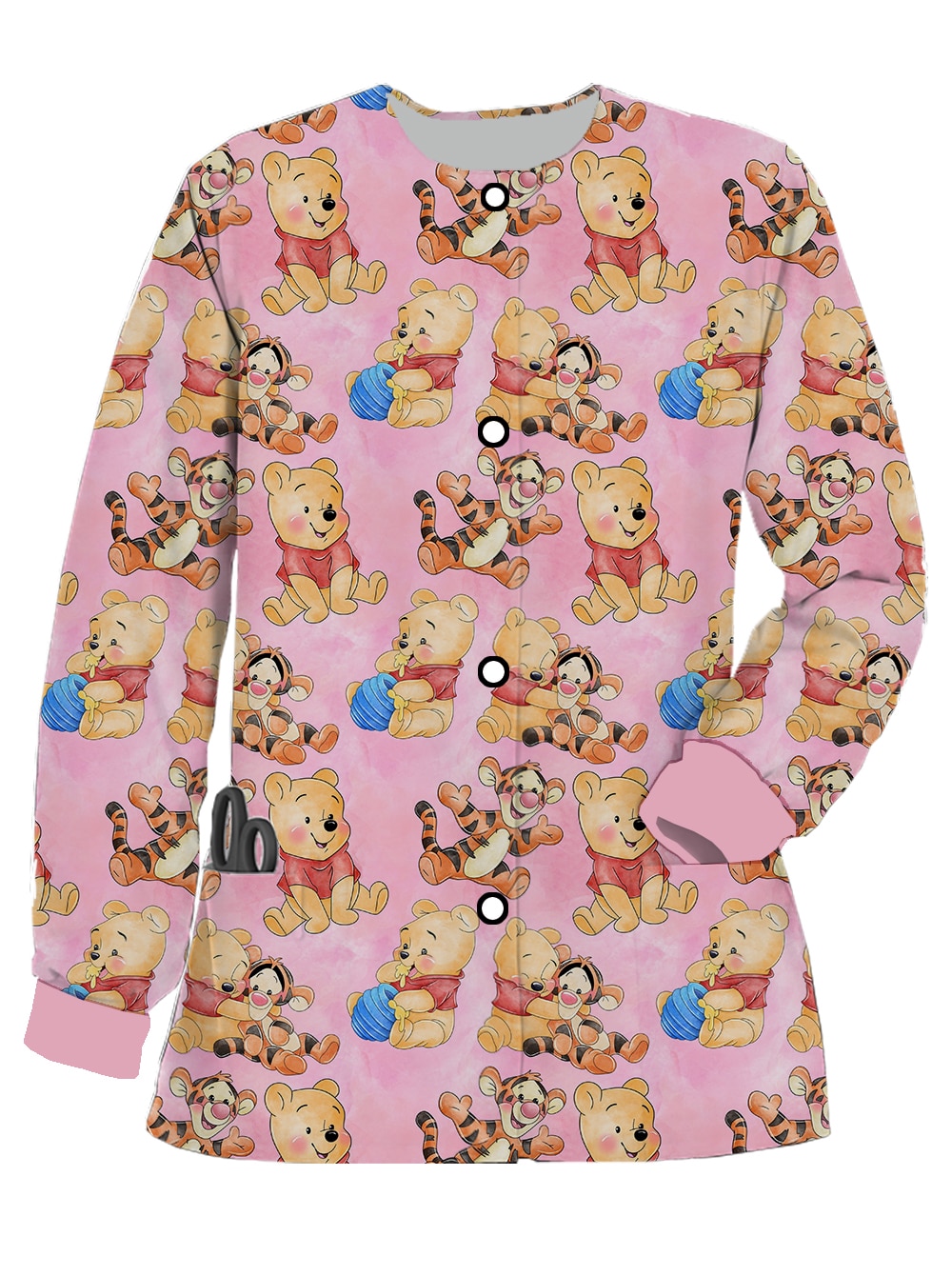 2023 Disney Winnie the Pooh Mary the Cat Cartoon Medical Coat Jacket Crewneck Print Ladies Pocket 1 - Winnie The Pooh Plush