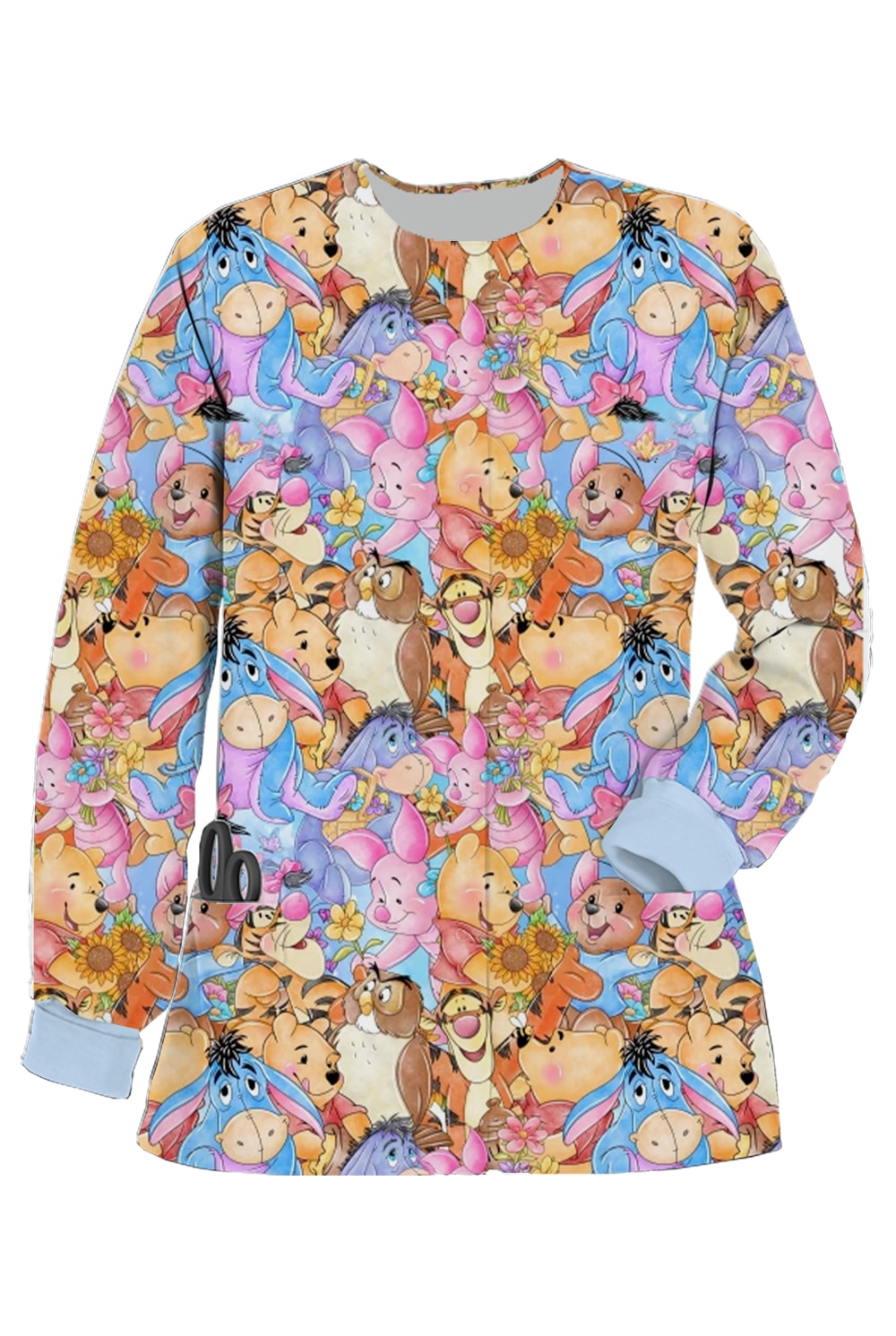2023 Disney Winnie the Pooh Mary the Cat Cartoon Medical Coat Jacket Crewneck Print Ladies Pocket 2 - Winnie The Pooh Plush