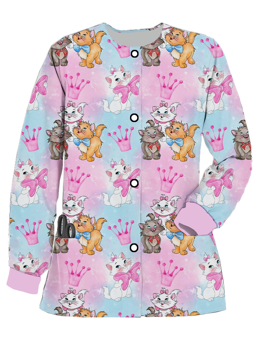 2023 Disney Winnie the Pooh Mary the Cat Cartoon Medical Coat Jacket Crewneck Print Ladies Pocket 4 - Winnie The Pooh Plush