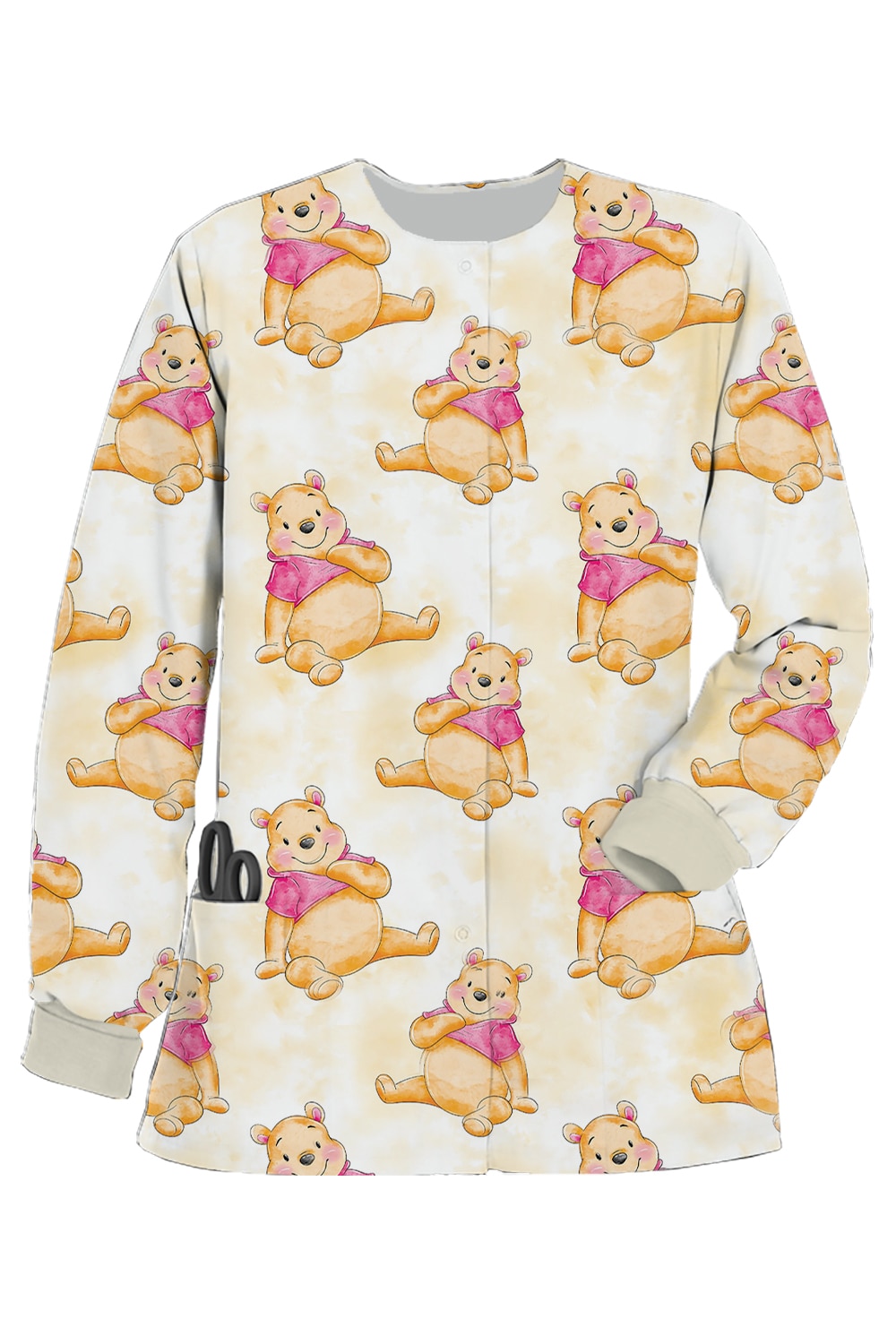 2023 Disney Winnie the Pooh Mary the Cat Cartoon Medical Coat Jacket Crewneck Print Ladies Pocket - Winnie The Pooh Plush