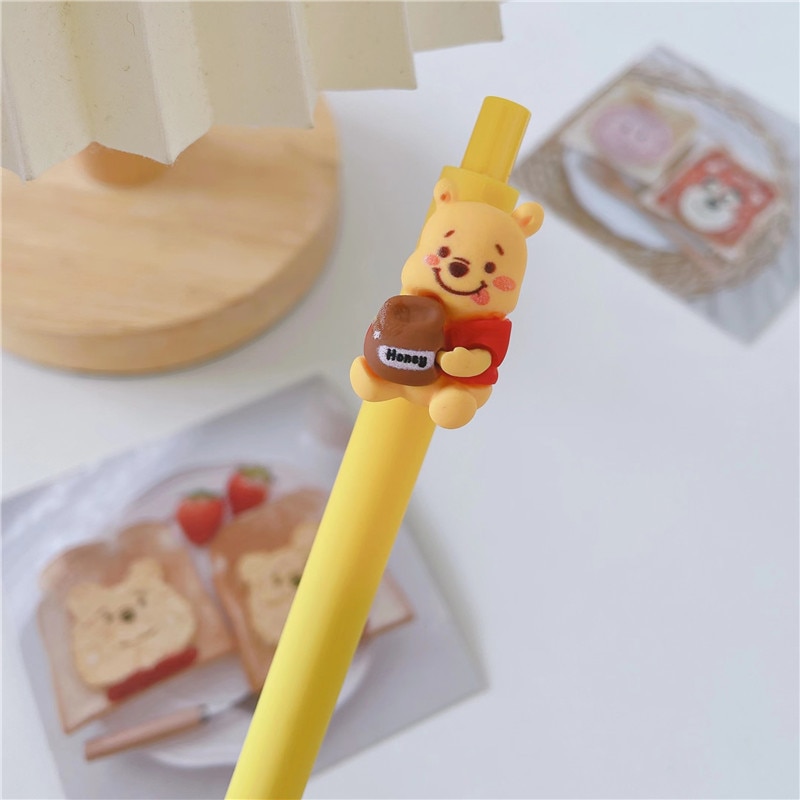 5Pcs Disney Winnie the Pooh Resin Winnie Bear Push Bullet Neutral Pen Students Write 0 5MM 4 - Winnie The Pooh Plush