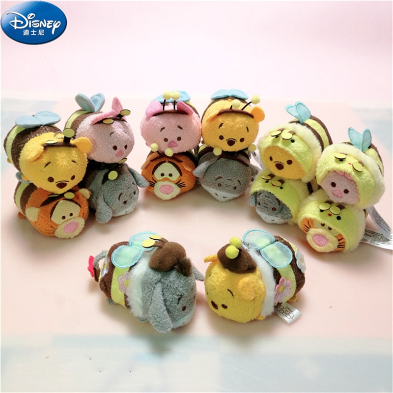 9Cm Disney Tsum Bee Series Cross Dress Plush Dolls Toy Winnie The Pooh Pijie Pig Tigger - Winnie The Pooh Plush