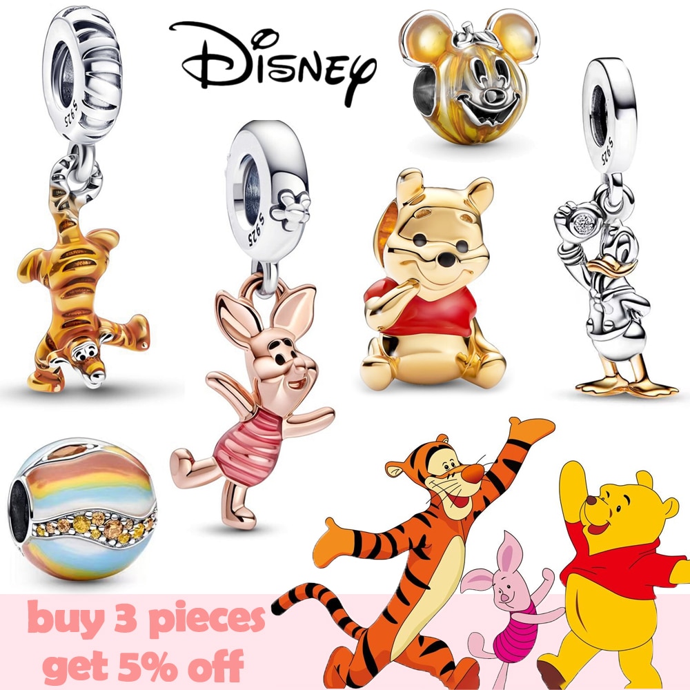 Baby Gift 100 925 Sterling Silver Disney Winnie the Pooh Bear Charm fit 3mm Pandora Bracelet - Winnie The Pooh Plush