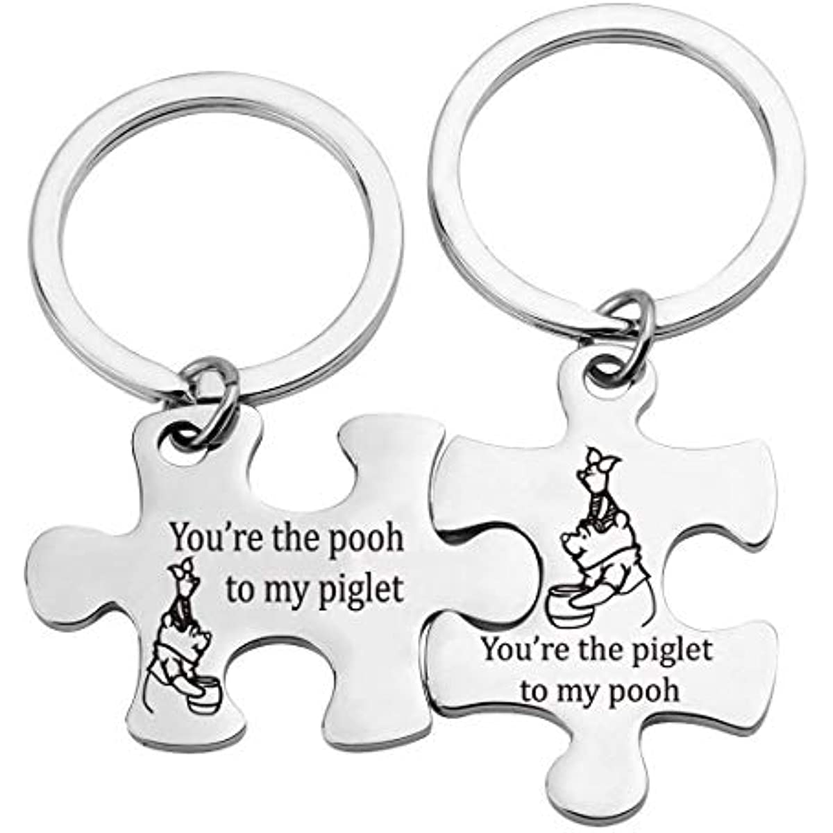 Best Friends Keychain Set Friendship Gift Winnie The Pooh Piglet Gift Winnie The Pooh Jewelry Puzzle 1 - Winnie The Pooh Plush