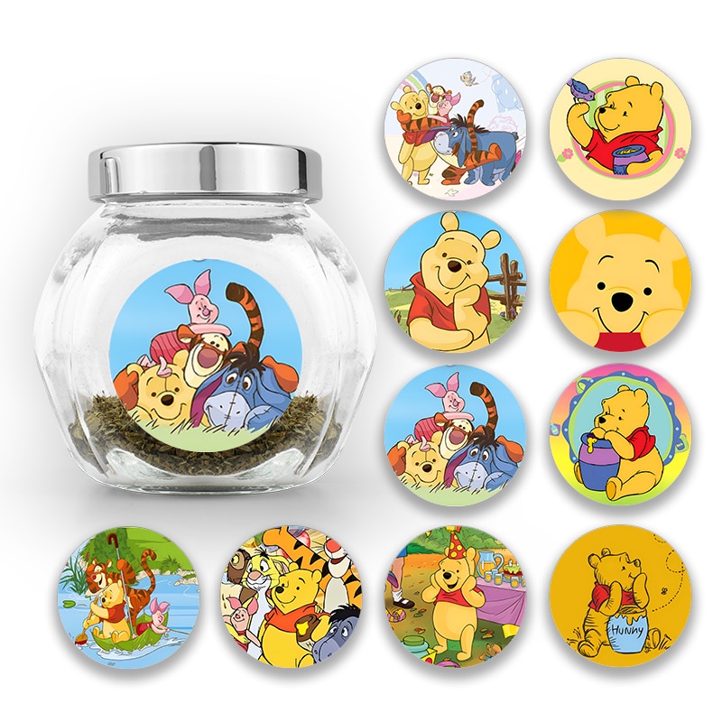 Cartoon Anime Winnie The Pooh Cute Round Decorative Sticker Children s Diary Suitcase Water Bottle Biscuit - Winnie The Pooh Plush