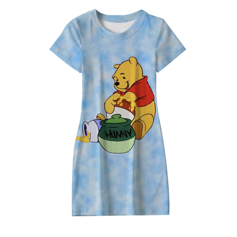 Cartoon Characters Disney Winnie The Pooh And Pig 3d Printing Summer Lovely Casual Little Fresh Dress 1 - Winnie The Pooh Plush