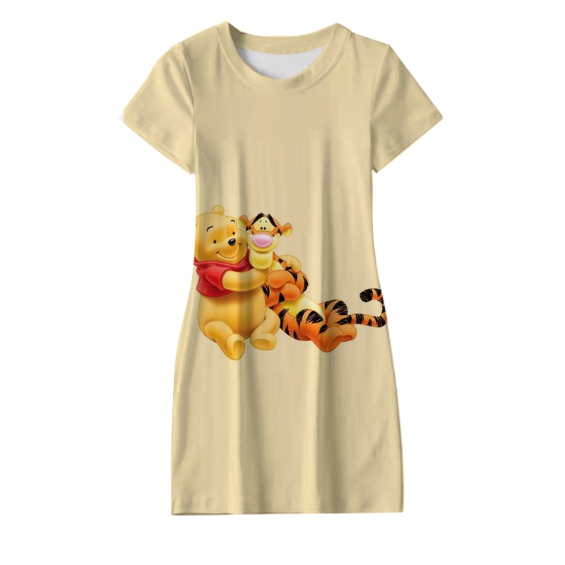 Cartoon Characters Disney Winnie The Pooh And Pig 3d Printing Summer Lovely Casual Little Fresh Dress 3 - Winnie The Pooh Plush