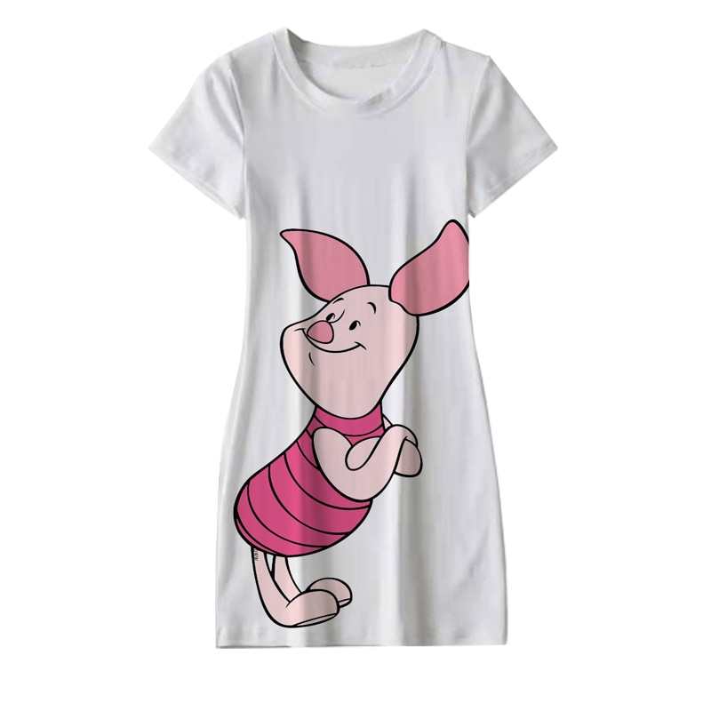 Cartoon Characters Disney Winnie The Pooh And Pig 3d Printing Summer Lovely Casual Little Fresh Dress - Winnie The Pooh Plush