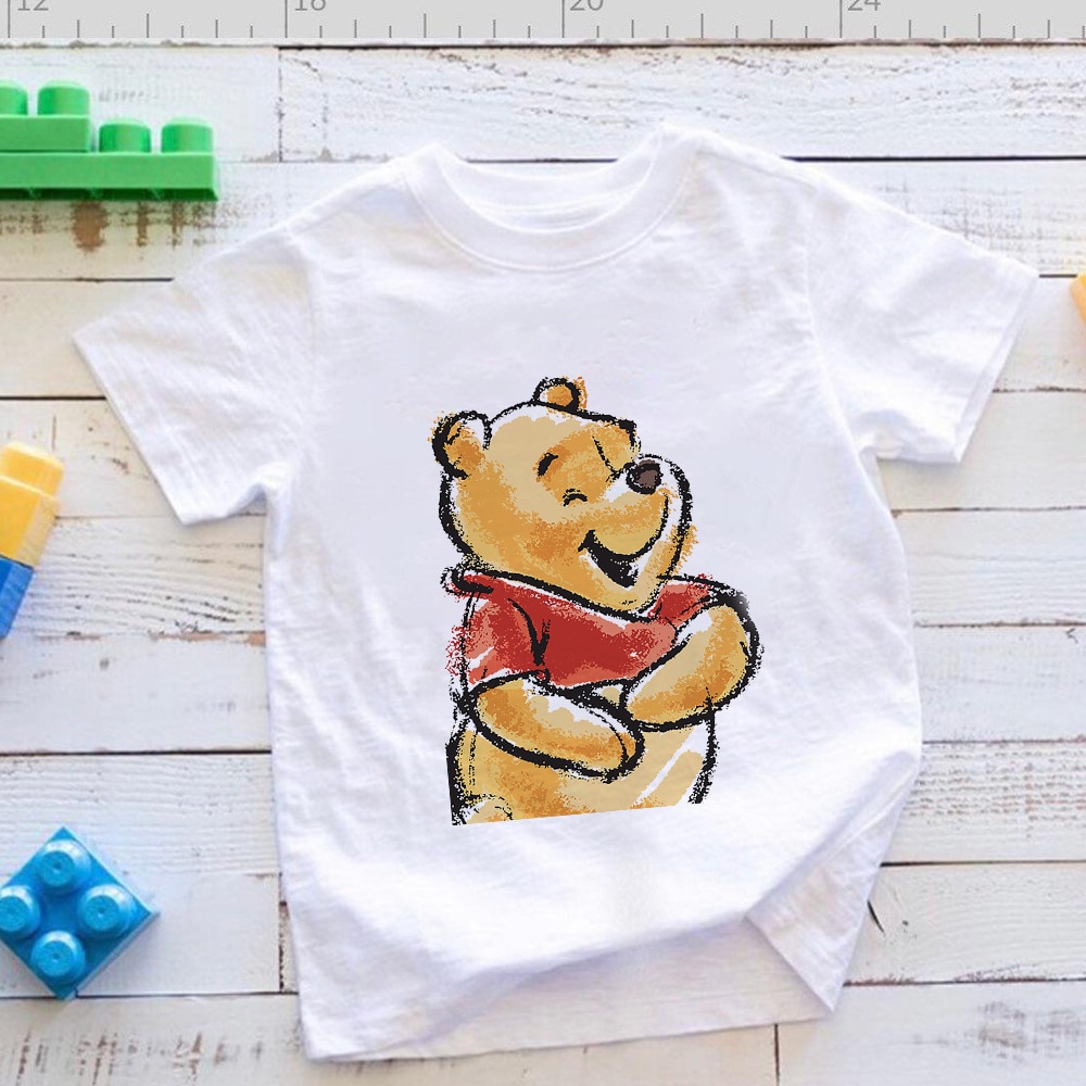 Casual Kids Tops Cute Girl Tee New Harajuku Summer Fashion Children T Shirt Winnie The Pooh - Winnie The Pooh Plush