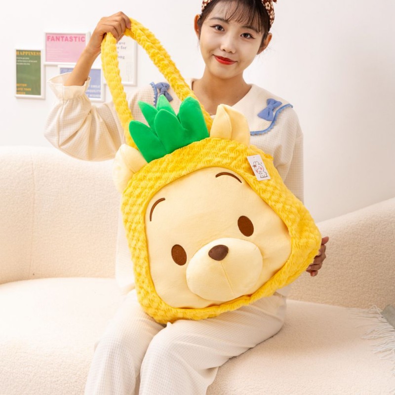 Cute Cartoon Winnie Pooh Pineapple Head Plush Shoulder Bag Large Capacity Tote Bag Fashion Casual Handbag 3 - Winnie The Pooh Plush