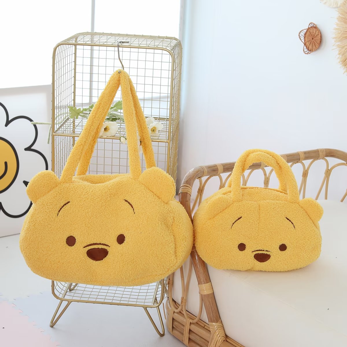 Disney Anime Lotso Strawberry Bear Alien Winnie the Pooh Cartoon Large Capacity Plush Shoulder Bag Cute - Winnie The Pooh Plush