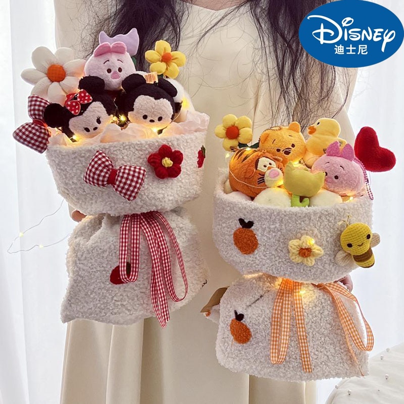 Disney Anime Winnie Pooh Tigger Mickey Mouse Kawaii Plush Toys Flower Bouquet Christmas Soft Doll Girl 1 - Winnie The Pooh Plush
