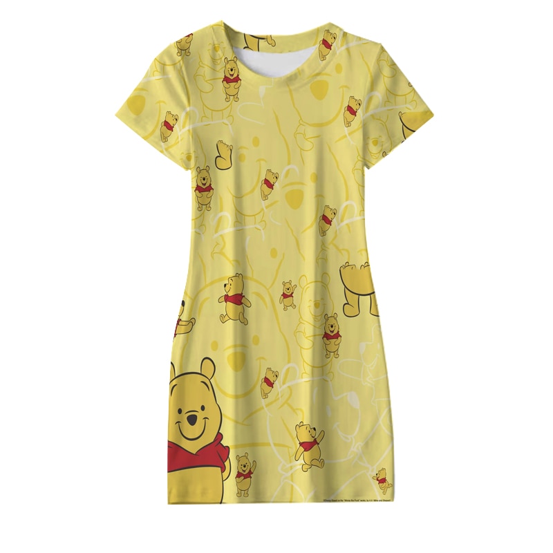 Disney Kawai Cartoon Animation Series Winnie The Pooh Milk Silk Loose Thin Sexy Pajamas Girl Yellow 2 - Winnie The Pooh Plush