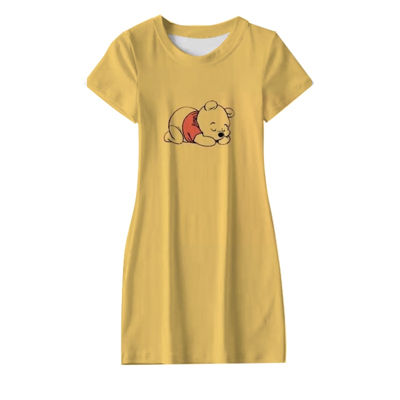 Disney Kawai Cartoon Animation Series Winnie The Pooh Milk Silk Loose Thin Sexy Pajamas Girl Yellow 4 - Winnie The Pooh Plush