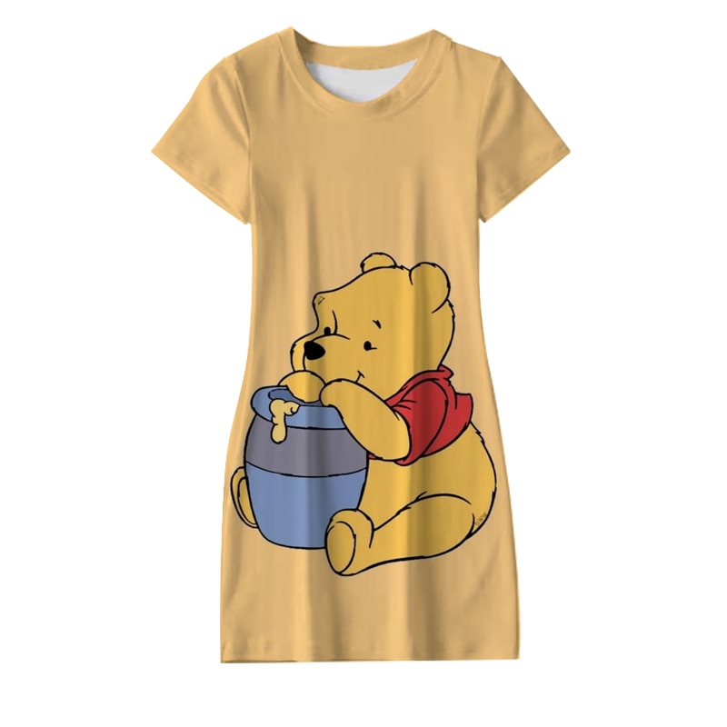 Disney Kawai Cartoon Animation Series Winnie The Pooh Milk Silk Loose Thin Sexy Pajamas Girl Yellow - Winnie The Pooh Plush