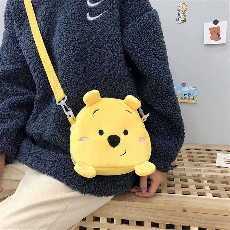 Disney Kawaii Pooh Bear Plush Toy Shoulder Bag Messenger Bag Cartoon Winnie Bear Bag Yellow Plush 3 - Winnie The Pooh Plush