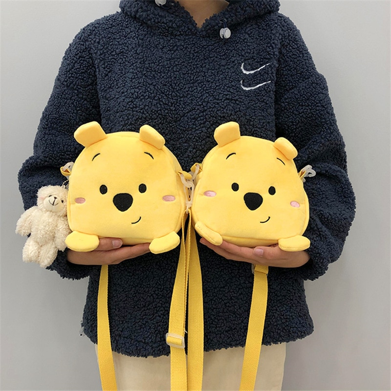 Disney Kawaii Pooh Bear Plush Toy Shoulder Bag Messenger Bag Cartoon Winnie Bear Bag Yellow Plush 4 - Winnie The Pooh Plush