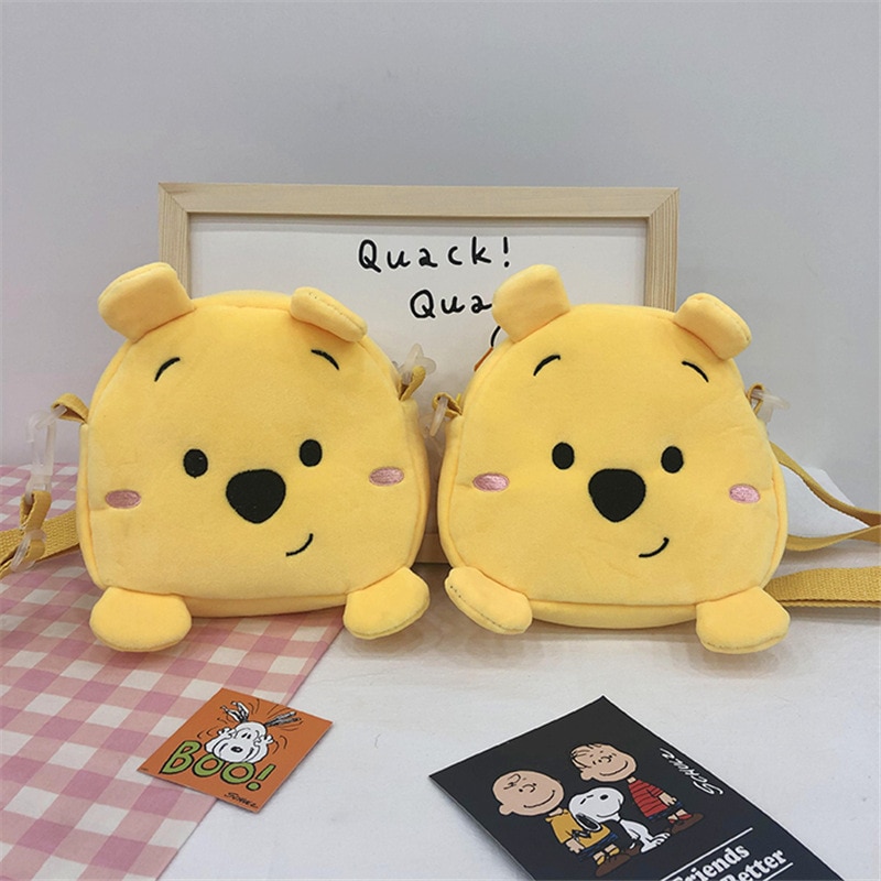 Disney Kawaii Pooh Bear Plush Toy Shoulder Bag Messenger Bag Cartoon Winnie Bear Bag Yellow Plush - Winnie The Pooh Plush