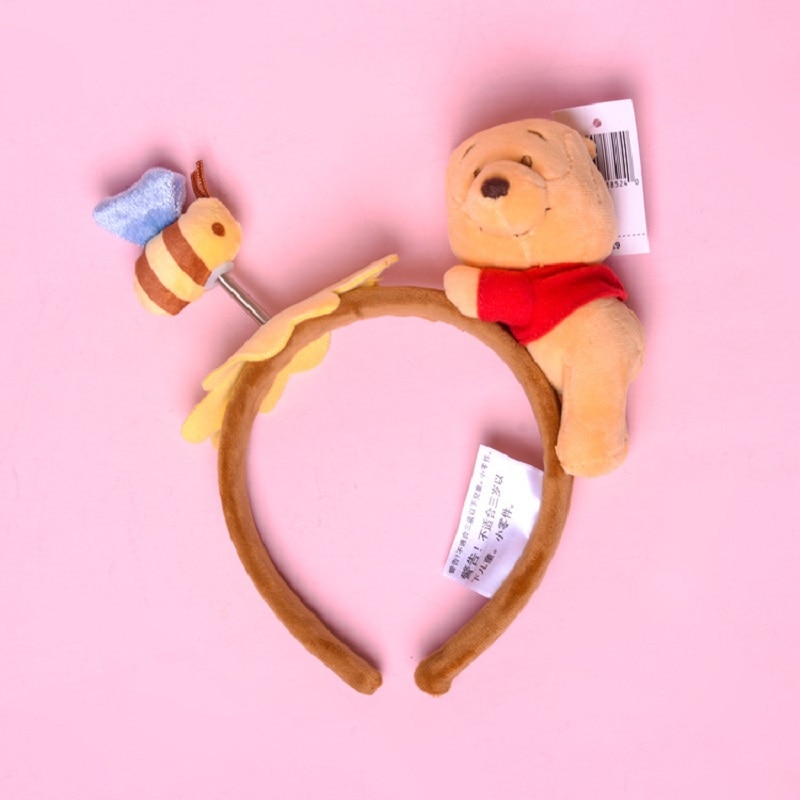 Disney Kawaii Stitch Soft Stuffed Headband Winnie the Pooh Plush Toy Cartoon Disney Ears Face Wash - Winnie The Pooh Plush