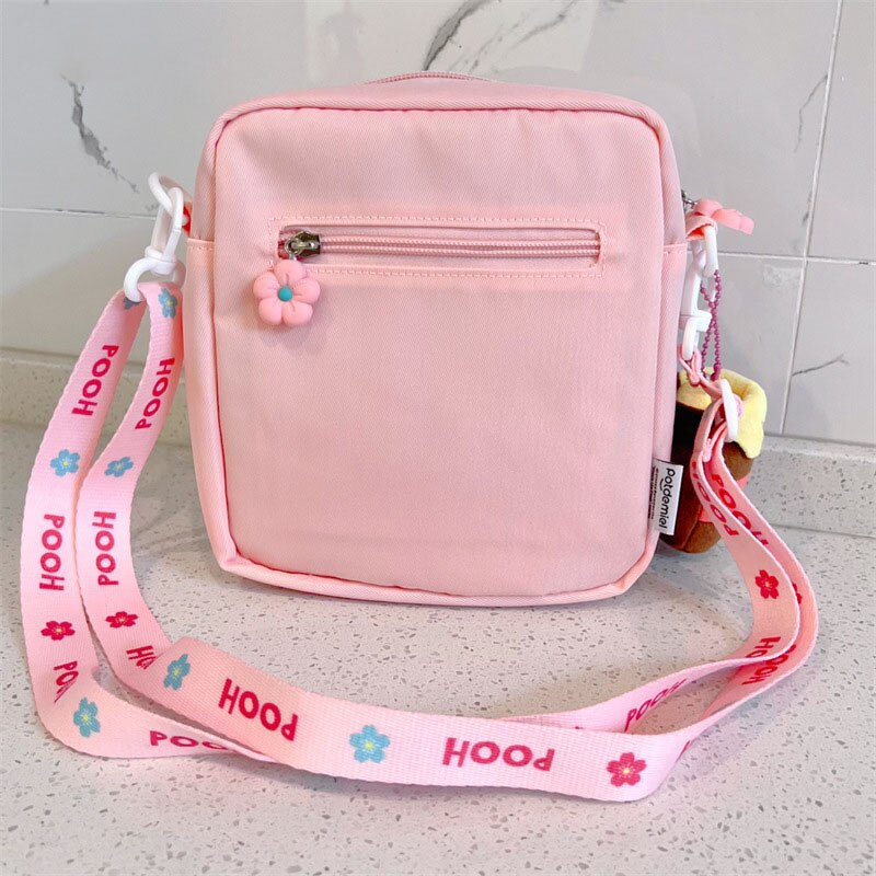 Disney Sakura Series Pooh Bear Cartoon Plush Toy Cute Pink Maiden Heart Canvas Bag Messenger Bag 3 - Winnie The Pooh Plush
