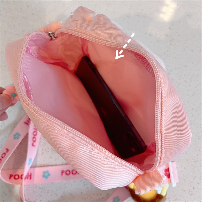 Disney Sakura Series Pooh Bear Cartoon Plush Toy Cute Pink Maiden Heart Canvas Bag Messenger Bag 5 - Winnie The Pooh Plush