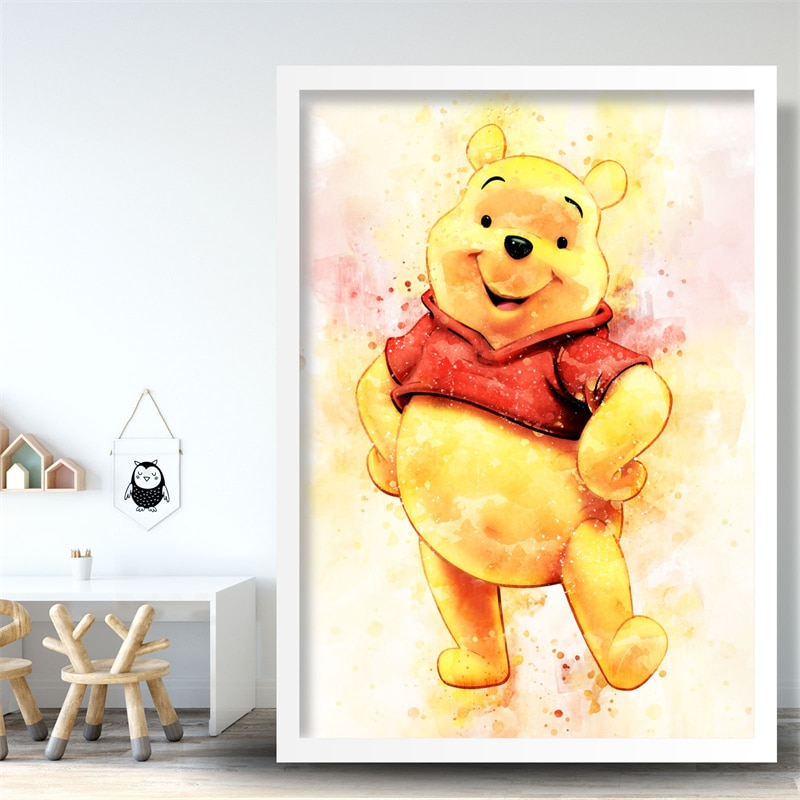 Disney WINNIE The POOH Watercolour Art Poster and Print Cartoon Tigger Canvas Art Paintings Wall Art 4 - Winnie The Pooh Plush