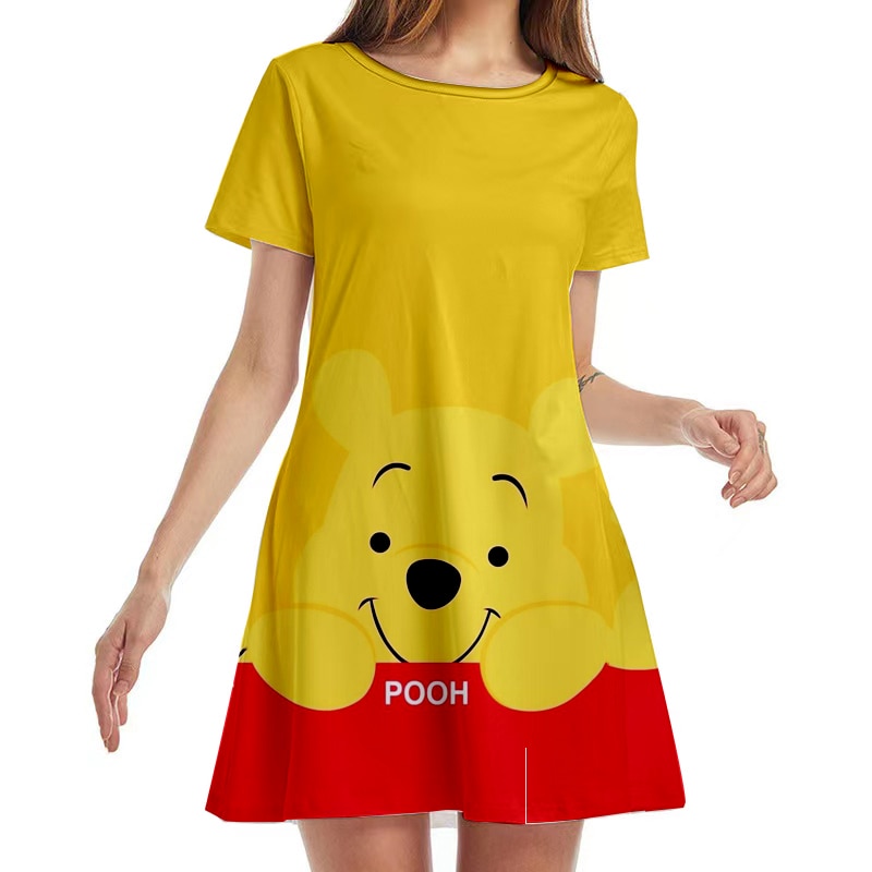 Disney Winnie the Pooh and Mickey Minnie Anime Casual Boho Beach Women Crew Neck Party Summer 8 - Winnie The Pooh Plush