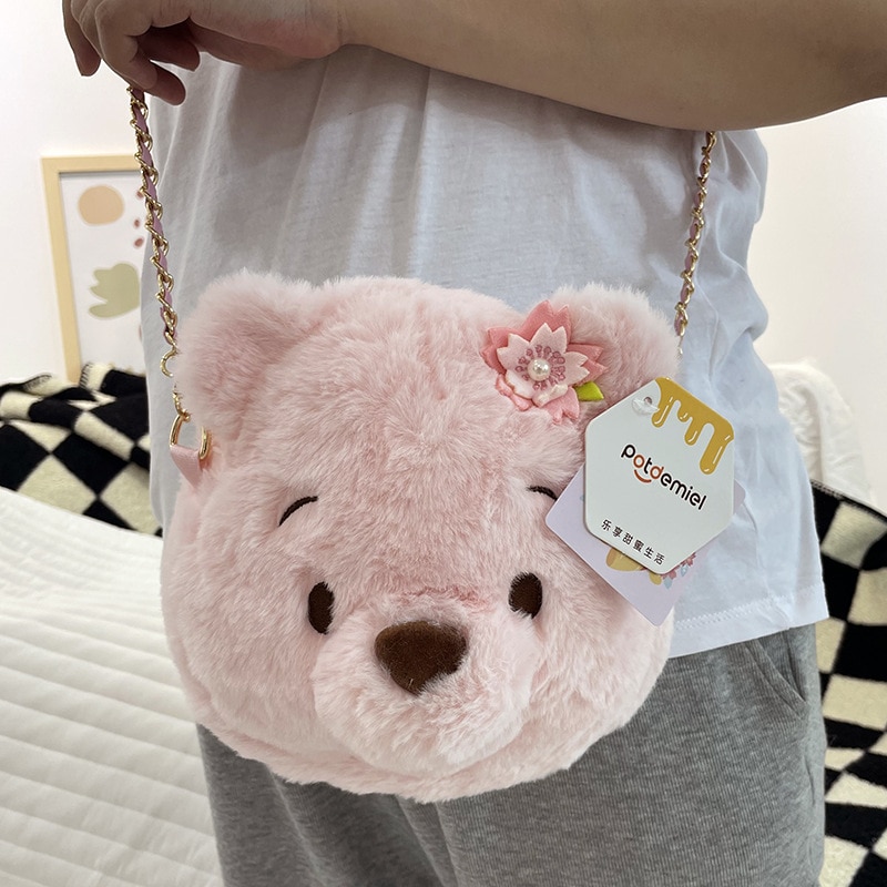 Kawaii Disney Shoulder Bag Winnie The Pooh Stitch Stuffed Plush Poof Cartoon Lotso Coin Purse Plush 1 - Winnie The Pooh Plush