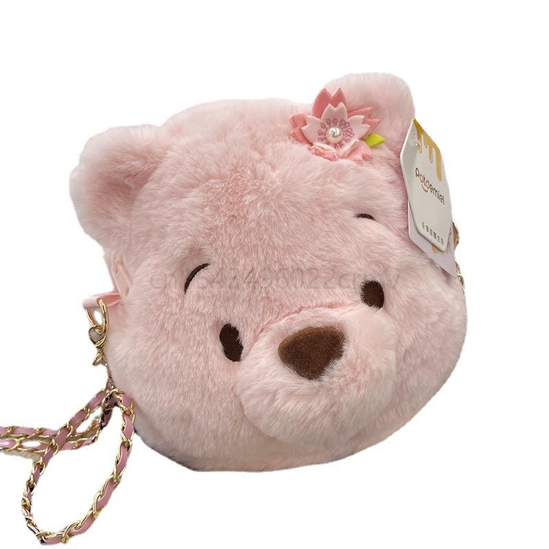 Kawaii Disney Shoulder Bag Winnie The Pooh Stitch Stuffed Plush Poof Cartoon Lotso Coin Purse Plush 5 - Winnie The Pooh Plush