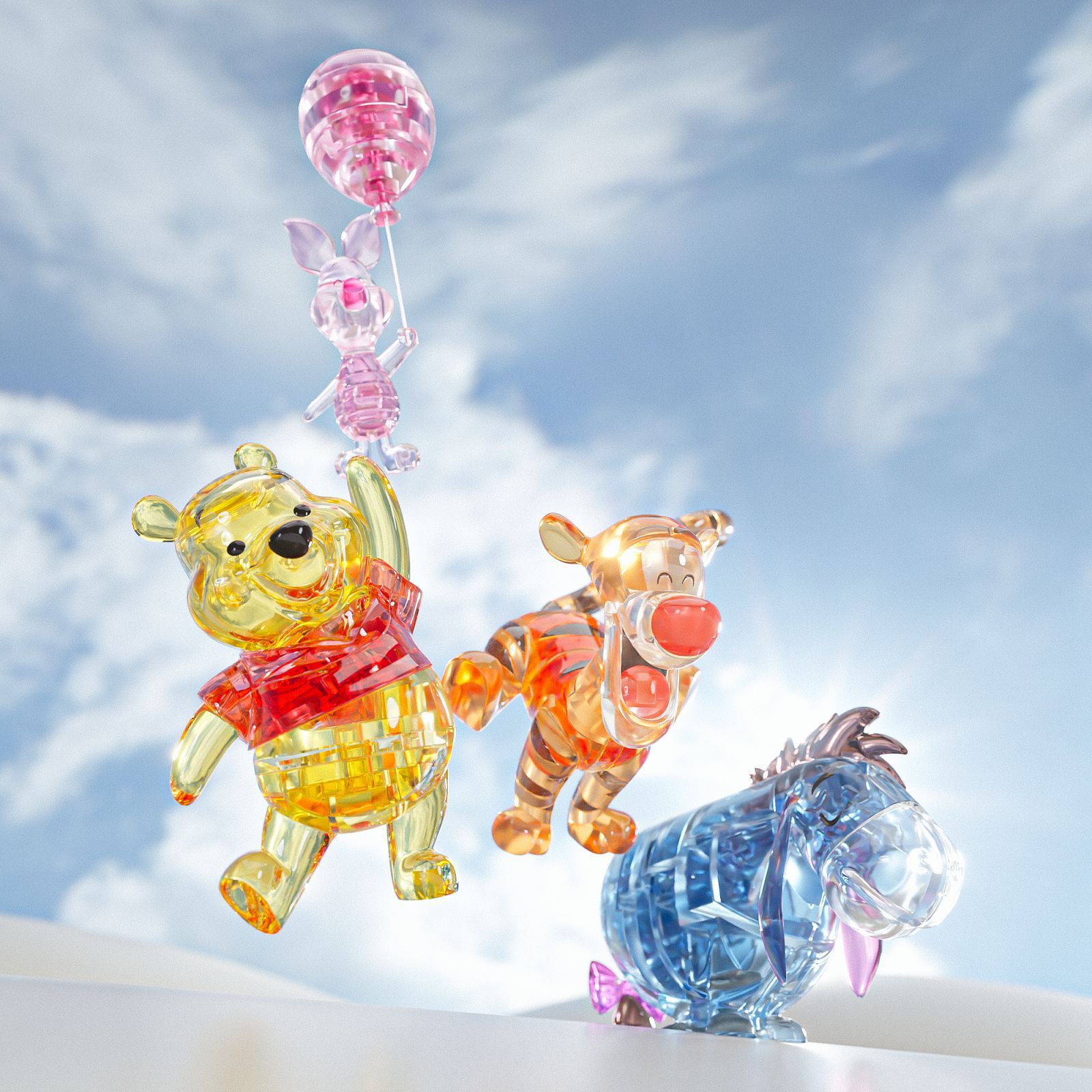 MGL Original Disney Winnie Pooh Bear crystal Block Figure Collection Model Toys - Winnie The Pooh Plush
