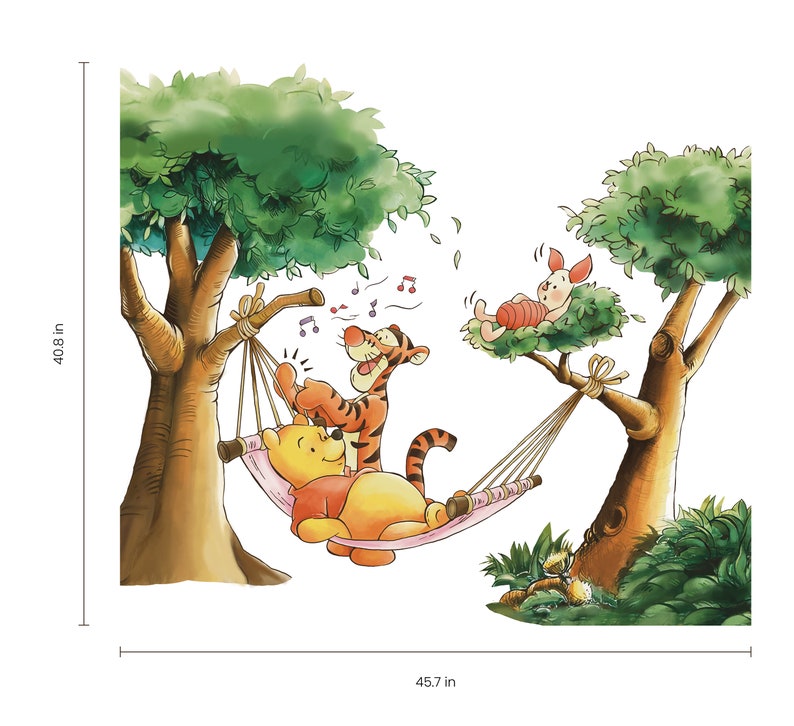 Removable Winnie The Pooh Hammock Swing Tied On Tree Piglet Wall Decal Sticker 3 - Winnie The Pooh Plush