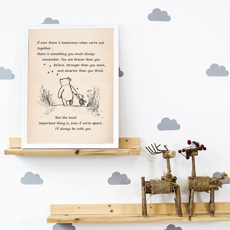 Winnie the Pooh Quote Vintage Poster Prints Nursery Decor If Ever There is Tomorrow Cartoon Art 2 - Winnie The Pooh Plush