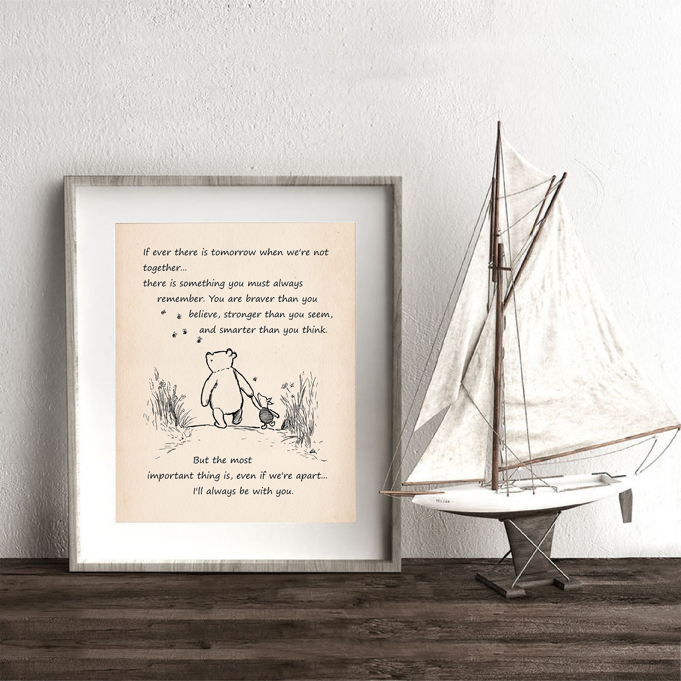 Winnie the Pooh Quote Vintage Poster Prints Nursery Decor If Ever There is Tomorrow Cartoon Art 3 - Winnie The Pooh Plush