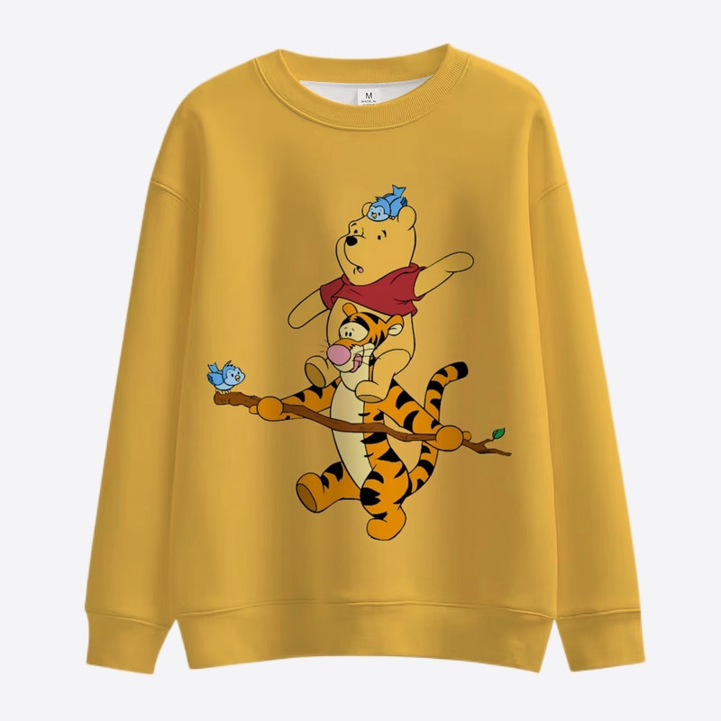 Y2K Cartoon Disney Winnie the Pooh and Minnie Mickey Sweatshirt Ladies Crew Neck Loose Pullover Autumn 2 - Winnie The Pooh Plush